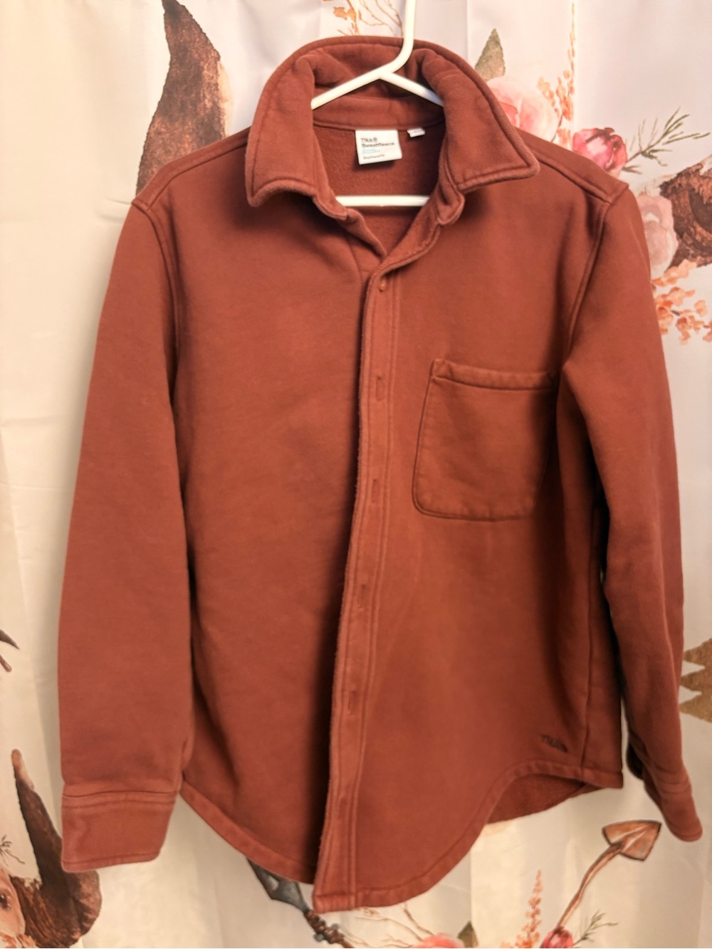 Small TNA Rust Button-Front Fleece Jacket - Picture 1 of 6